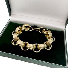 Mens 9ct Gold XP 16mm Ornate Belcher Bracelet 9inch Length