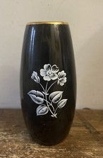 Wade Black Bud Vase with White