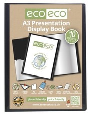 1 x A3 10 Pocket Black Folder Presentation Display Book Portfolio File eco-eco