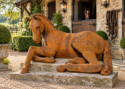 Lifesize cast iron laying - cast,