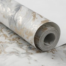 Cream Marble Metallic Wallpaper 3D Ripple Liquid Swirls Effect Gold Grey Shimmer