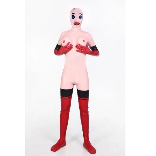 Latex rubber catsuit pink - rubber,