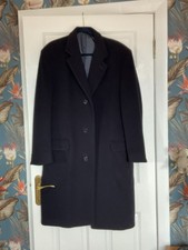 Gents Dark Blue Overcoat Cashmere Wool Mix Size 40R
