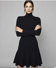 Reiss Mimi Flippy Hem Knitted Dress Black Size Small Excellent Condition