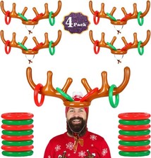 20PCS Inflatable Reindeer Antler Ring Toss Game Reindeer Antler Hat Ring Toss