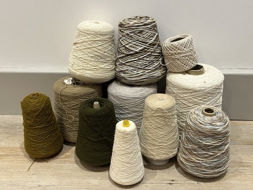 Wool bundle cones - yarn, vintage