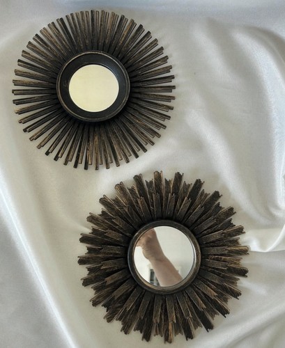 Pair vintage sunburst mirrors - vintage,