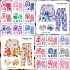 Kids Boys Cartoon Print Pyjamas Pjs Set Girls Nightwear Outfits Sleepwear Set