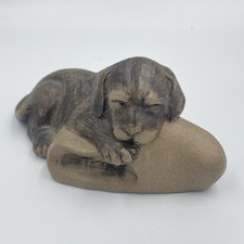 Vintage POOLE POTTERY Stoneware  PUPPY Dog SLEEPING ON SLIPPER