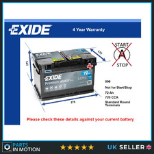 Car Battery EA722 Exide 096