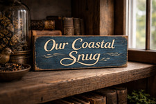 Snug sign seaside cosy wooden