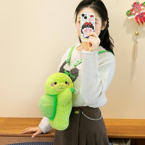 Cute lime green plush turtle - green,