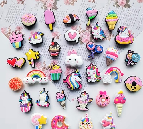 34pcs unicorn croc charms - charms, cute
