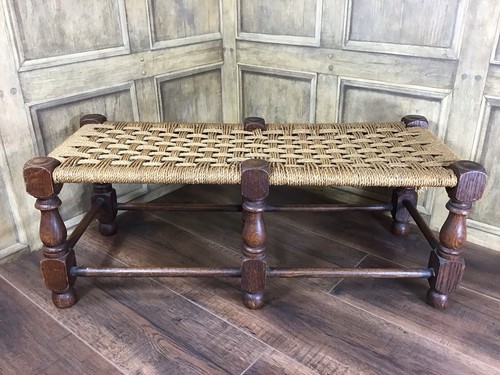 Antique long oak stool - antique,