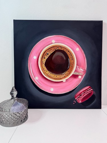 Coffee macaron oil - coffee, painting