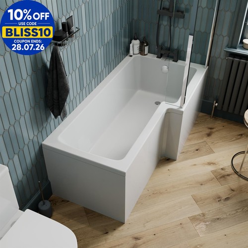 Shaped shower bath right - l,