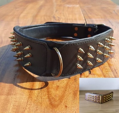Leather dog collar large spike - dog,