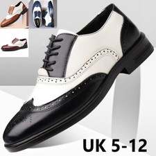 Mens Leather Foam Padded Vamp Lace Up Brogues Wedding Smart Formal Shoes Size