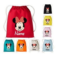 Personalised Your Name Minnie Mouse Drawstring Bag Back To School Rucksack Bag