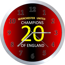 10" (25cm) custom made wall clock MANCHESTER UTD metal frame glass front