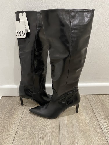 Zara black patent knee - zara,