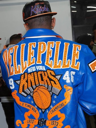 Knicks leather jacket blue - jacket,