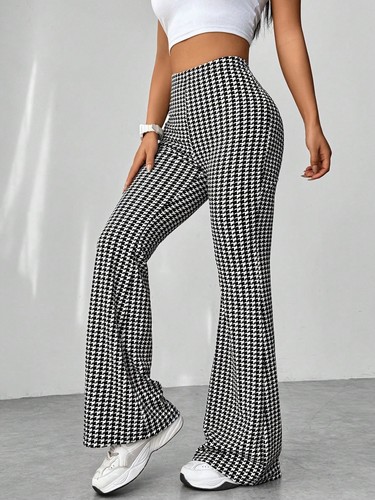 Womens houndstooth flared - houndstooth,