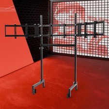 Supllueer Adjustable Racing Sim Triple Monitor Stand Fit for 27-32 Inch Display