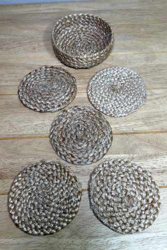 Woven seagrass coasters - woven,