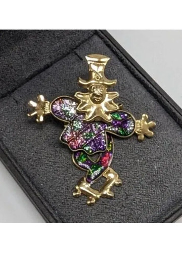 Articulated metal clown brooch - articulated,