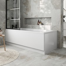 Bath Panel Pack Set Acrylic Side End Gloss White 1700/750mm Bathroom Modern