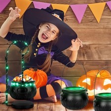 Metal Witch Cauldron Halloween Candy Holder Desktop Decoration Party Accessory