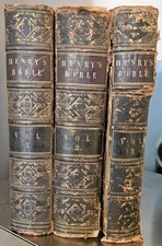 c1850 3 VOLUME THE FAMILY DEVOTIONAL HOLY HENRY'S BIBLE ILLUSTRATED ANTIQUE -B27