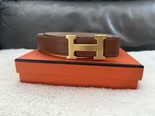 Hermes 32MM Belt Tan & Cream