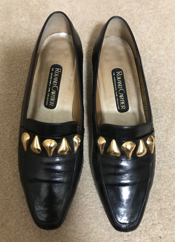Black leather loafers size 6 - black,