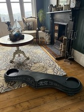 Antique Large Cast Iron Fireplace Fender, Professionally Refurbished