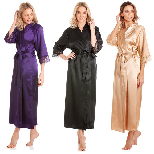 Ladies long satin - satin, dressing