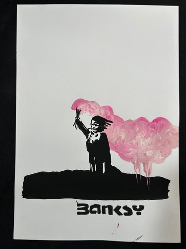 Banksy drawing and painting - and,