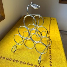 Retro Mid Century Modern Chrome Wine Rack with Handle