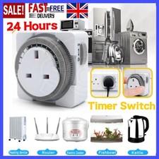 24 Hour Segment Timer Switch 24hr Mains Plug In Mechanical Clock Energy Saver UK