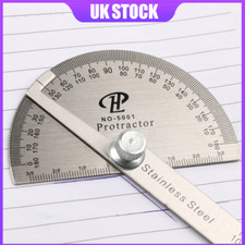 Stainless Steel Angle Ruler 180° Protractor Round Finder Arm Measuring Tool NEW