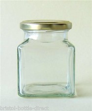 48 X 200gram (approx 12oz) SQUARE JAM  PRESERVE PICKLE GLASS FOOD JAR