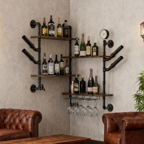 Punk pipe shelf wine rack - pipe,