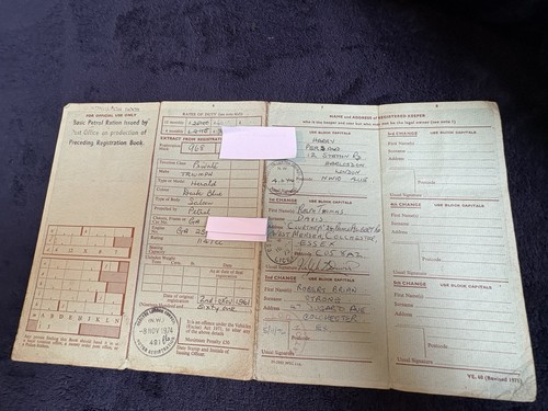 Triumph herald 1961 log book - book,