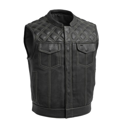 Men cowhide leather vest - cowhide,
