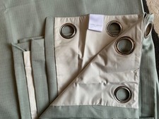 Laura Ashley Capri Sage Blackout Curtains 163x228  Eyelet Heading Lined New