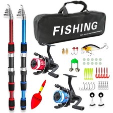 2x Telescopic Fishing Rods Sea Fishing Travel Fishing Rods Holiday Sea Tackle UK