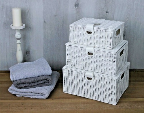 Wicker storage boxes white - storage,