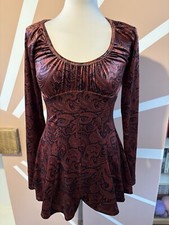 Urban Outfitters Black & Rust Orange Paisley Velvet Long Sleeve Play Suit S UK 8
