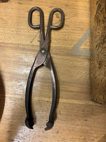 Antique copper coal tongs - antique,